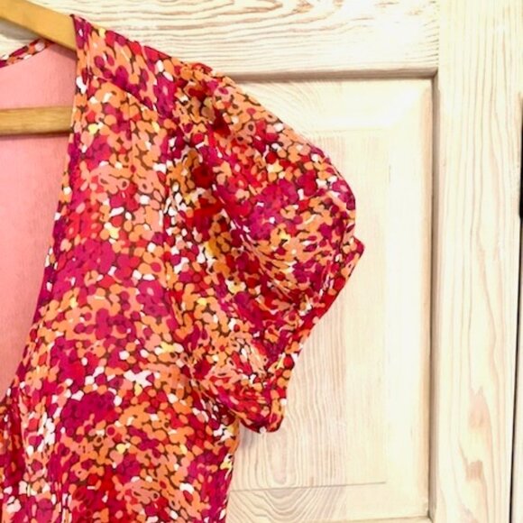 NWT French Connection Floral Minidress Tiered Skirt with Ruffles Semi Sheer … - Picture 3 of 9